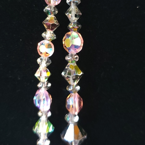 Vintage 50s/60s Double Strand Aurora Borealis Crystal Necklace - Picture 3 of 7